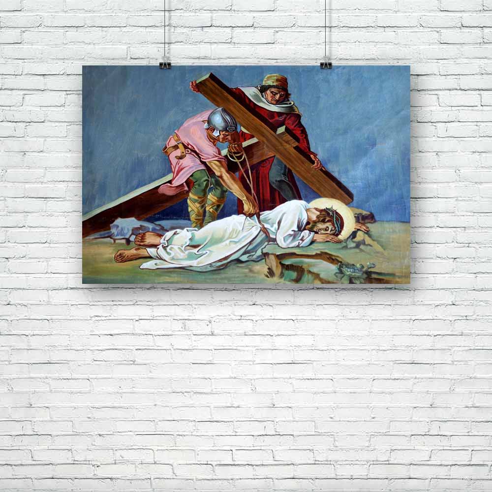 9th Station Of Cross Jesus Falls The Third Time D2 Unframed Paper Poster - Paper Posters Unframed - ArtzFolio.com