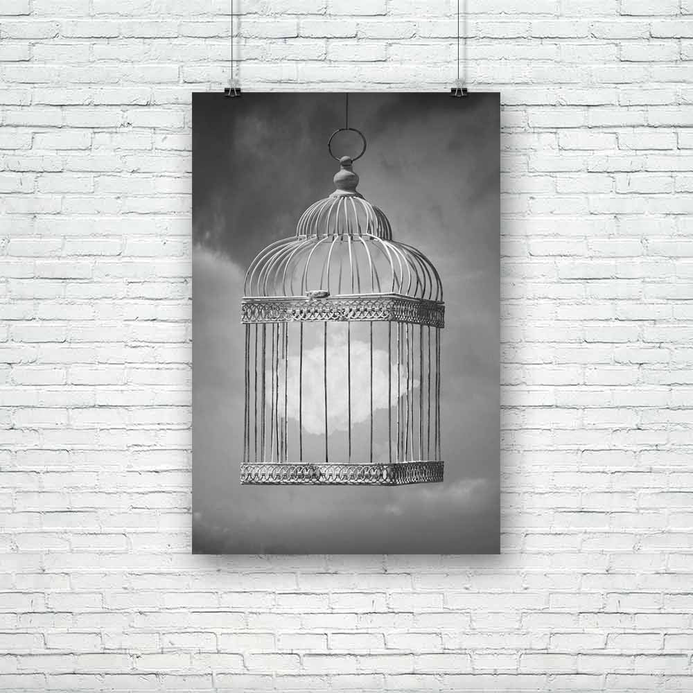 Cloud Inside A Cage D1 Unframed Paper Poster-Paper Posters Unframed-POS_UN-IC 5003797 IC 5003797, Art and Paintings, Black, Black and White, Conceptual, Illustrations, Realism, Surrealism, White, cloud, inside, a, cage, d1, unframed, paper, poster, art, artistic, aviary, bar, beautiful, capture, concept, dream, dreamy, elegant, gray, grey, illustration, illustrative, image, imagination, mind, nobody, object, poetic, psyche, psychology, sky, surreal, surrealistic, unique, uniqueness, vertical, artzfolio, pos