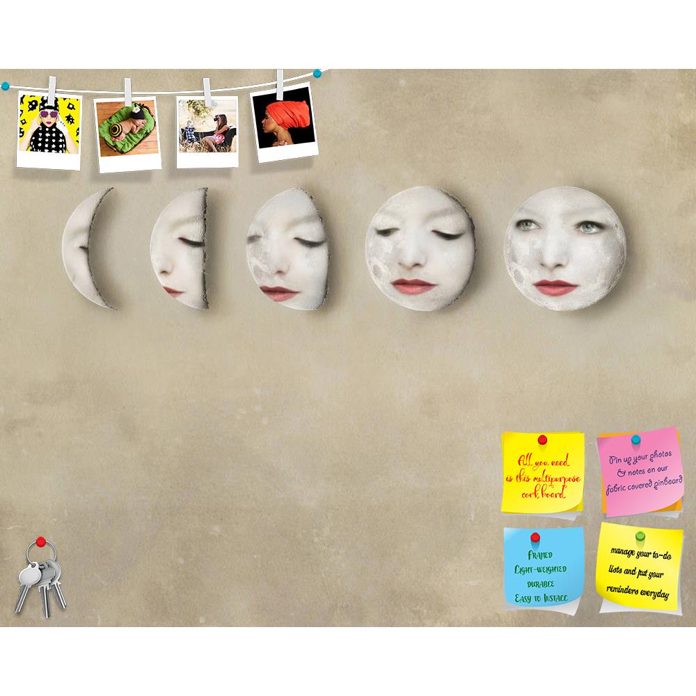 ArtzFolio Lunar Phases With Woman'S Face Printed Bulletin Board Notice Pin Board Soft Board | Frameless-Bulletin Boards Frameless-AZSAO31481944BLB_FL_L-Image Code 5003802 Vishnu Image Folio Pvt Ltd, IC 5003802, ArtzFolio, Bulletin Boards Frameless, Surrealism, Digital Art, lunar, phases, with, woman's, face, printed, bulletin, board, notice, pin, soft, frameless, imagine, inside, moons, moon, half, full, five, female, faces, art, artistic, surreal, surrealistic, texture, golden, stylized, shape, line, horiz