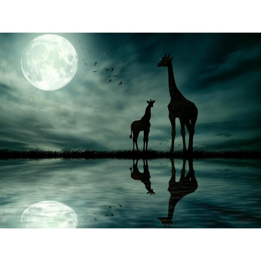 Two Giraffes Canvas Painting Synthetic Frame-Paintings MDF Framing-AFF_FR-IC 5003816 IC 5003816, African, Animals, Fantasy, Landscapes, Nature, Scenic, Skylines, Sunsets, Tropical, Wildlife, two, giraffes, canvas, painting, synthetic, frame, africa, animal, beautiful, beauty, big, cloud, colorful, dark, dream, dusk, east, eastern, evening, giraffe, grass, horizon, kenya, lake, landscape, large, light, moon, natural, night, outdoors, paradise, perfect, proboscis, recreation, safari, savanna, savannah, scene,