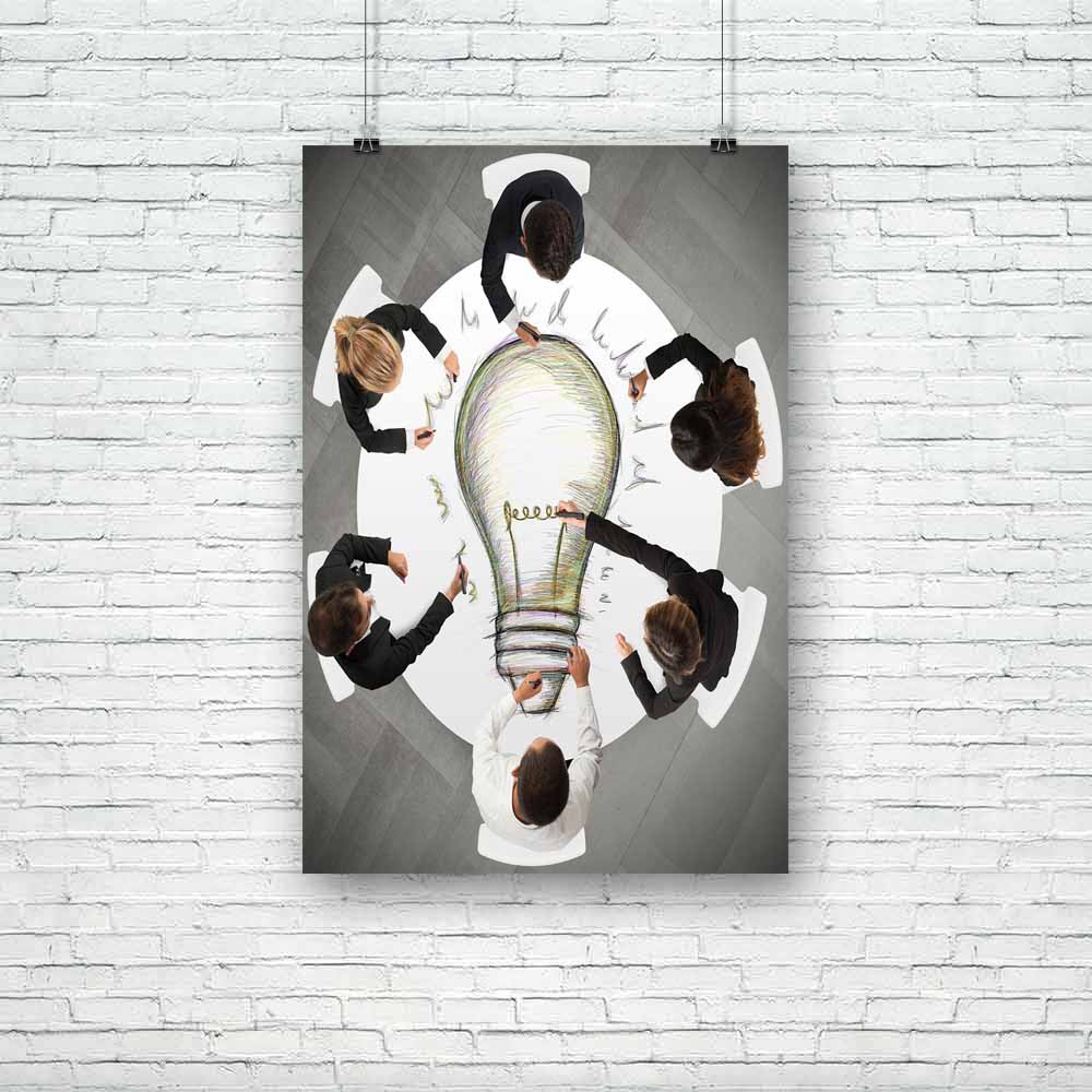 Teamwork Draws A Big Idea Unframed Paper Poster-Paper Posters Unframed-POS_UN-IC 5003834 IC 5003834, Art and Paintings, Business, Cities, City Views, Drawing, Inspirational, Motivation, Motivational, Signs, Signs and Symbols, Sketches, Symbols, teamwork, draws, a, big, idea, unframed, paper, poster, innovation, strategy, design, workgroup, creativity, ideas, creative, solution, strategies, partner, partners, concept, innovations, solutions, art, bright, bulb, businessman, chalk, draft, draw, electric, elect