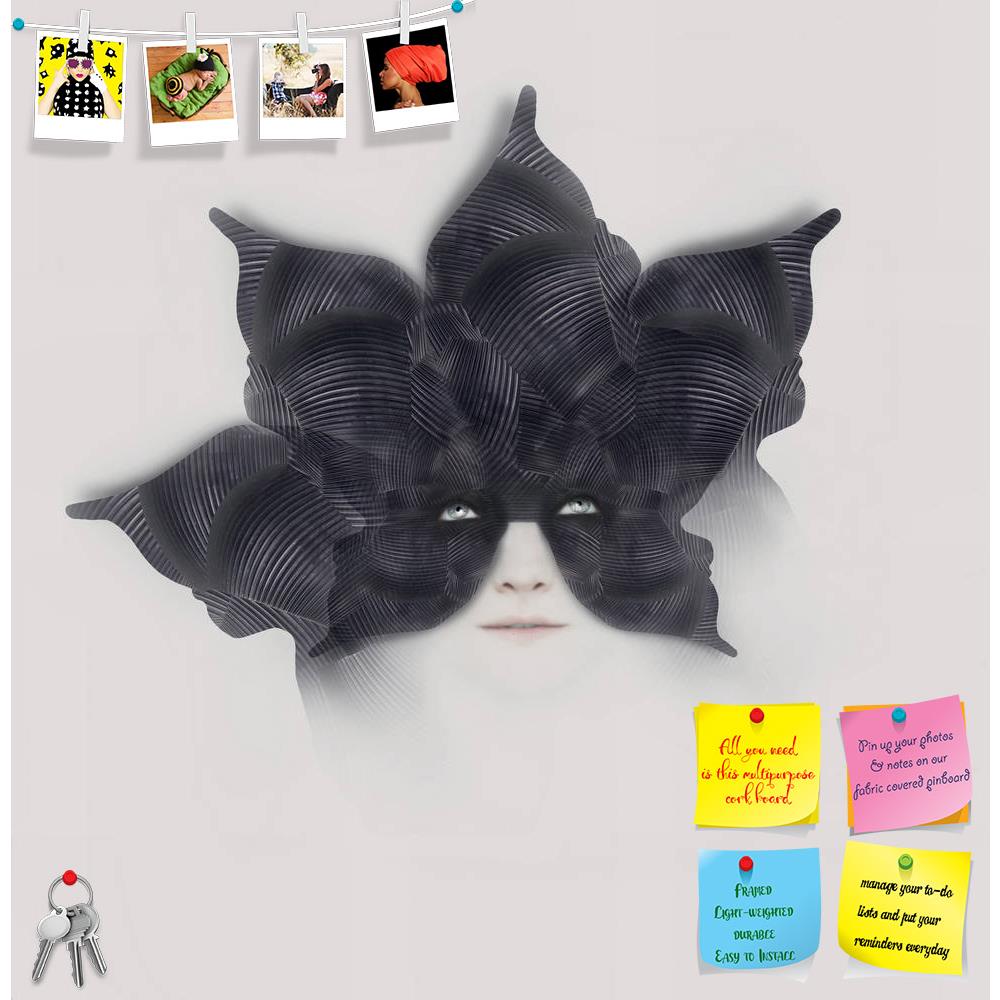 ArtzFolio Female With A Bizarre Black Mask Printed Bulletin Board Notice Pin Board Soft Board | Frameless-Bulletin Boards Frameless-AZSAO32056709BLB_FL_L-Image Code 5003844 Vishnu Image Folio Pvt Ltd, IC 5003844, ArtzFolio, Bulletin Boards Frameless, Conceptual, Fashion, Digital Art, female, with, a, bizarre, black, mask, printed, bulletin, board, notice, pin, soft, frameless, beautiful, surreal, artistic, portrait, mask-hat, shaped, like, flower, petals, white, background, art, artist, face, fairy, tail, c