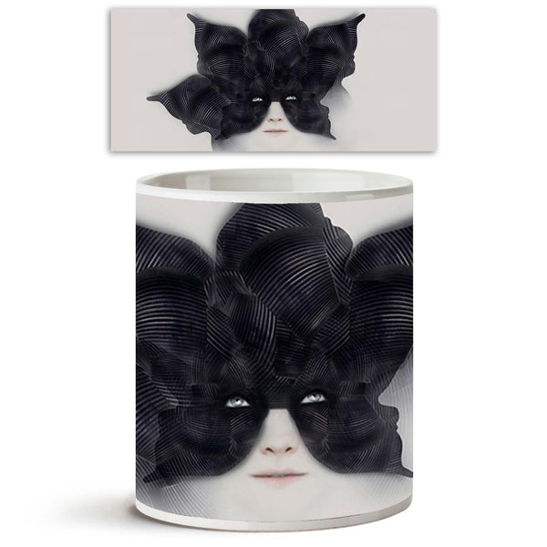 Female With A Bizarre Black Mask Ceramic Coffee Tea Mug Inside White-Coffee Mugs--IC 5003844 IC 5003844, Art and Paintings, Asian, Black, Black and White, Botanical, Fashion, Floral, Flowers, Illustrations, Individuals, Nature, Portraits, Realism, Surrealism, White, female, with, a, bizarre, mask, ceramic, coffee, tea, mug, inside, art, artist, artistic, artwork, beautiful, beauty, carnival, caucasian, composition, dark, decoration, extravagant, face, fairy, tail, fascinating, fashionable, flower, goth, hal