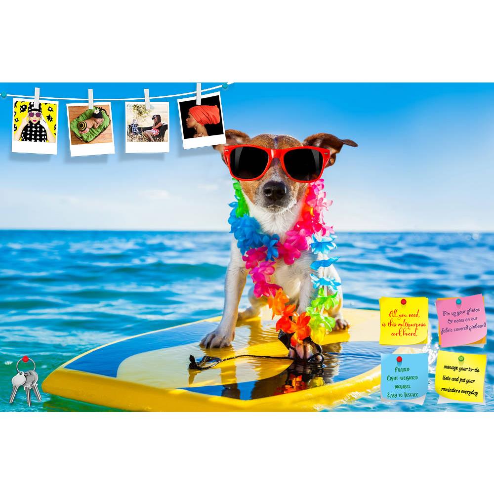 ArtzFolio Dog Surfing On A Surfboard Printed Bulletin Board Notice Pin Board Soft Board | Frameless-Bulletin Boards Frameless-AZSAO32316466BLB_FL_L-Image Code 5003858 Vishnu Image Folio Pvt Ltd, IC 5003858, ArtzFolio, Bulletin Boards Frameless, Animals, Kids, Photography, dog, surfing, on, a, surfboard, printed, bulletin, board, notice, pin, soft, frameless, wearing, flower, chain, sunglasses, ocean, shore, animal, beach, california, coast, fun, funny, glasses, hawaii, hawaiian, lei, holiday, humor, isolate