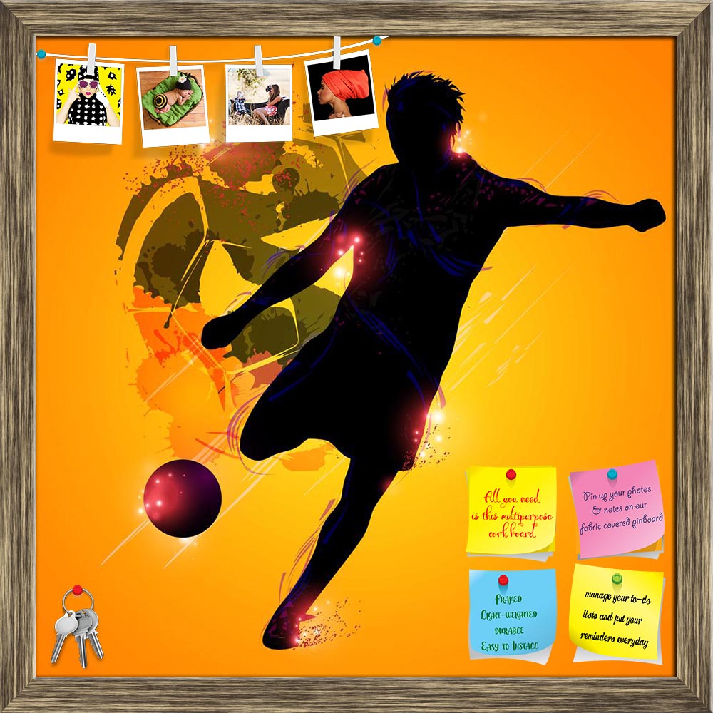 ArtzFolio Fantasy Silhouette Soccer Player Printed Bulletin Board Notice Pin Board Soft Board | Framed-Bulletin Boards Framed-AZSAO32608553BLB_FR_L-Image Code 5003889 Vishnu Image Folio Pvt Ltd, IC 5003889, ArtzFolio, Bulletin Boards Framed, Sports, Digital Art, fantasy, silhouette, soccer, player, printed, bulletin, board, notice, pin, soft, framed, yellow, background, pin up board, push pin board, extra large cork board, big pin board, notice board, small bulletin board, cork board, wall notice board, gia