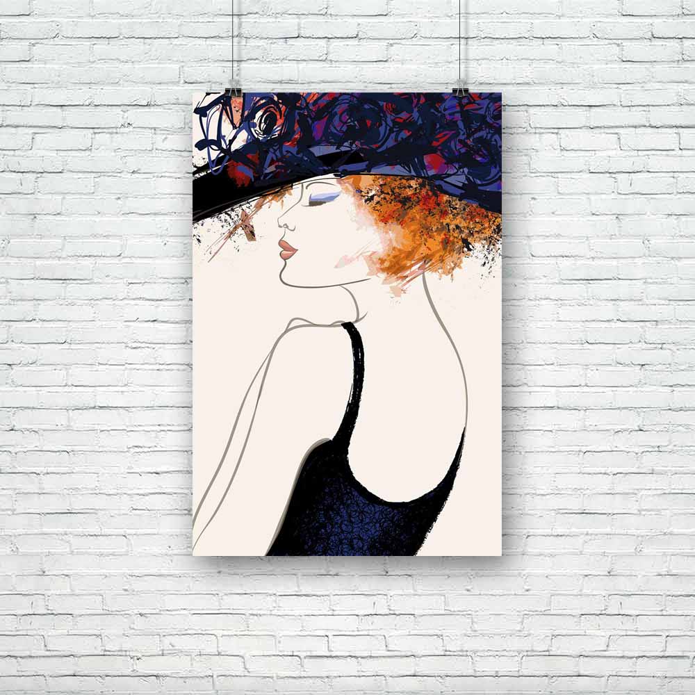 Woman Fashion Model With Hat Unframed Paper Poster-Paper Posters Unframed-POS_UN-IC 5003916 IC 5003916, Adult, Art and Paintings, Botanical, Digital, Digital Art, Drawing, Fashion, Floral, Flowers, Graphic, Illustrations, Individuals, Nature, Paintings, People, Portraits, Retro, Signs, Signs and Symbols, Sketches, woman, model, with, hat, unframed, paper, poster, illustration, painting, elegance, elegant, design, artwork, sketch, portrait, art, attractive, beautiful, beauty, cute, female, flower, glamour, h
