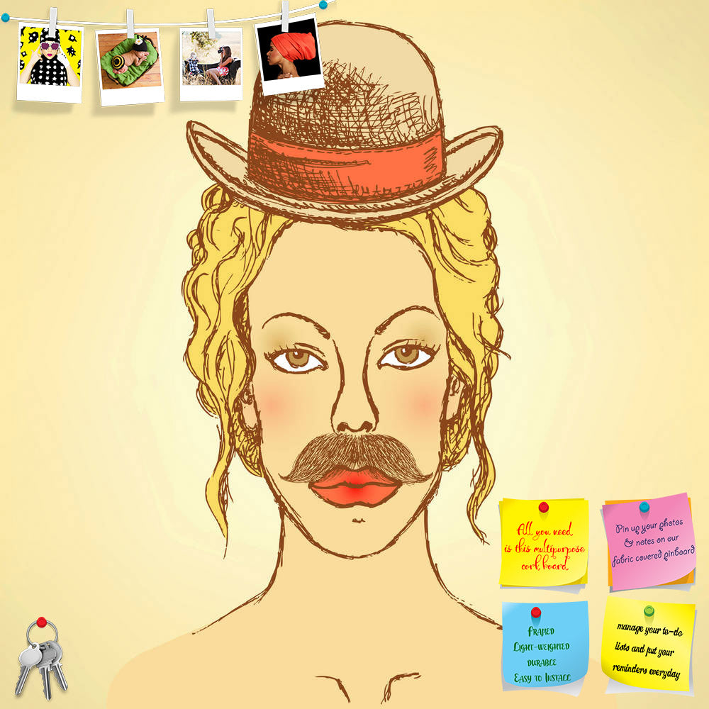 ArtzFolio Woman With Hat & Mustache Printed Bulletin Board Notice Pin Board Soft Board | Frameless-Bulletin Boards Frameless-AZSAO32916864BLB_FL_L-Image Code 5003919 Vishnu Image Folio Pvt Ltd, IC 5003919, ArtzFolio, Bulletin Boards Frameless, Kids, Digital Art, woman, with, hat, mustache, printed, bulletin, board, notice, pin, soft, frameless, sketch, cute, vintage, background, pin up board, push pin board, extra large cork board, big pin board, notice board, small bulletin board, cork board, wall notice b