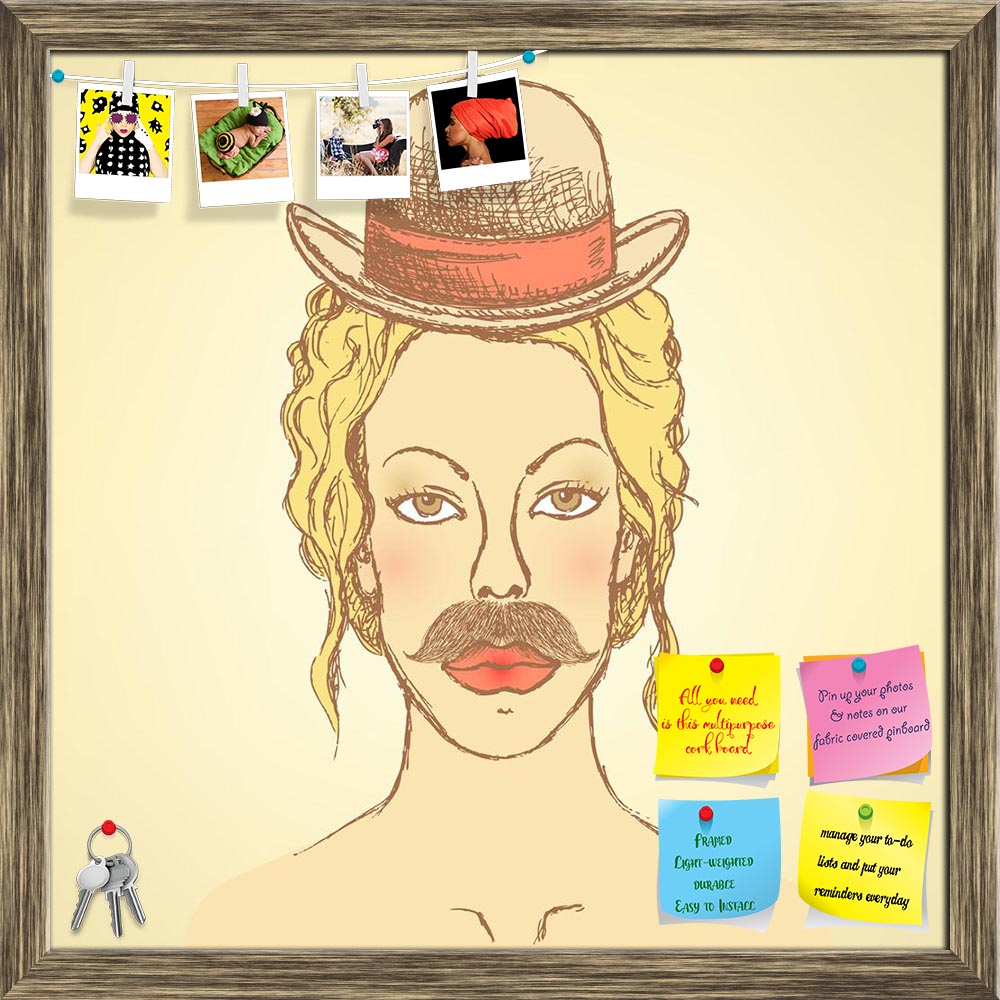 ArtzFolio Woman With Hat & Mustache Printed Bulletin Board Notice Pin Board Soft Board | Framed-Bulletin Boards Framed-AZSAO32916864BLB_FR_L-Image Code 5003919 Vishnu Image Folio Pvt Ltd, IC 5003919, ArtzFolio, Bulletin Boards Framed, Kids, Digital Art, woman, with, hat, mustache, printed, bulletin, board, notice, pin, soft, framed, sketch, cute, vintage, background, pin up board, push pin board, extra large cork board, big pin board, notice board, small bulletin board, cork board, wall notice board, giant 