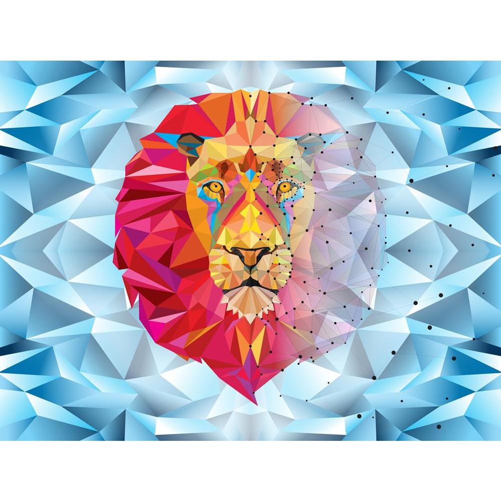 Lion Head In Geometric Pattern Canvas Painting Synthetic Frame-Paintings MDF Framing-AFF_FR-IC 5003932 IC 5003932, African, Animals, Digital, Digital Art, Dots, Education, Geometric, Geometric Abstraction, Graphic, Icons, Illustrations, Nature, Patterns, Scenic, Schools, Signs, Signs and Symbols, Sports, Symbols, Universities, lion, head, in, pattern, canvas, painting, synthetic, frame, africa, animal, background, cat, color, colorful, design, dimond, dot, face, high, icon, illustration, isolated, king, lin
