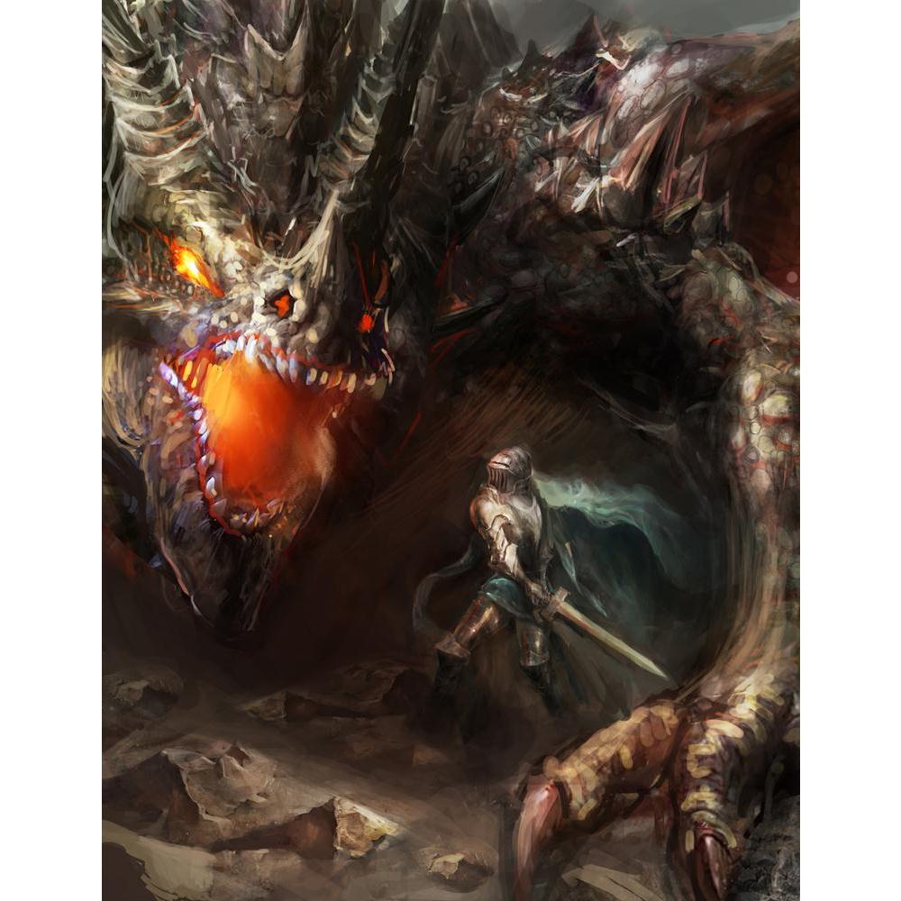 Knight Fighting Dragon Canvas Painting Synthetic Frame-Paintings MDF Framing-AFF_FR-IC 5003940 IC 5003940, Ancient, Animals, Art and Paintings, Drawing, Fantasy, Illustrations, Medieval, Mountains, Vintage, knight, fighting, dragon, canvas, painting, synthetic, frame, art, dragons, fire, warrior, war, animal, attack, battle, big, breath, creature, danger, destruction, drawings, evil, fairytale, fantastic, fear, fearful, fictional, field, flight, hunt, illustration, imagination, king, large, legend, monster,