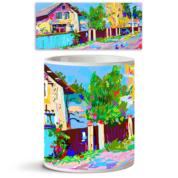 Autumn Rural Landscape With Hut Ceramic Coffee Tea Mug Inside White-Coffee Mugs-MUG-IC 5003953 IC 5003953, Art and Paintings, Countries, Digital, Digital Art, Drawing, Graphic, Illustrations, Inspirational, Landscapes, Motivation, Motivational, Nature, Paintings, Patterns, Rural, Scenic, Seasons, Signs, Signs and Symbols, Sketches, autumn, landscape, with, hut, ceramic, coffee, tea, mug, inside, white, art, artistic, artwork, bright, brush, canvas, colorful, country, countryside, craft, creation, day, desig