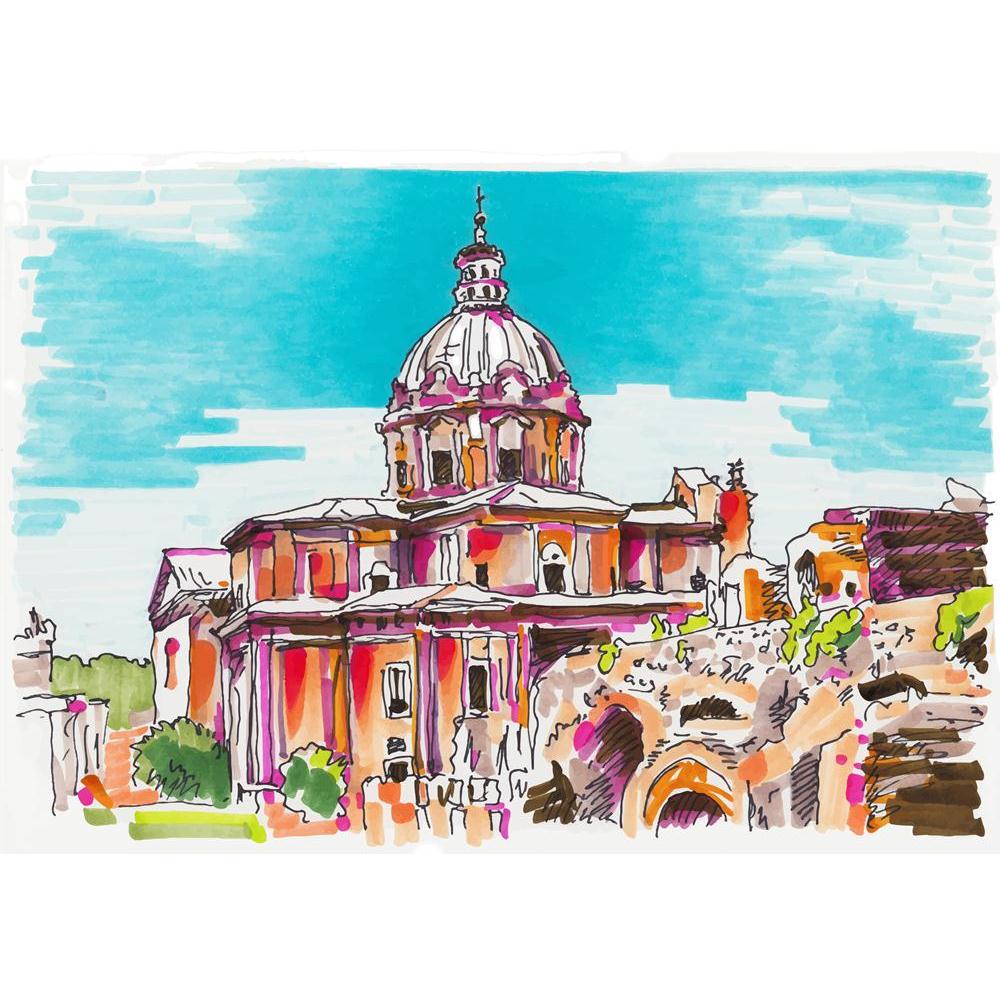 Artwork Of Rome Italy Cityscape Canvas Painting Synthetic Frame-Paintings MDF Framing-AFF_FR-IC 5003961 IC 5003961, Ancient, Architecture, Art and Paintings, Automobiles, Christianity, Cities, City Views, Digital, Digital Art, Drawing, Graphic, Historical, Holidays, Illustrations, Italian, Jesus, Landmarks, Medieval, Paintings, Places, Signs, Signs and Symbols, Sketches, Transportation, Travel, Vehicles, Vintage, artwork, of, rome, italy, cityscape, canvas, painting, synthetic, frame, art, basilica, buildin