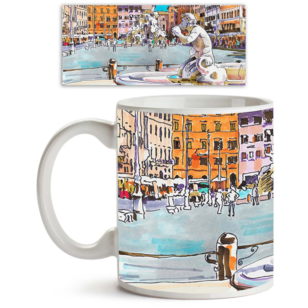 Artwork Of Rome Italy Cityscape Ceramic Coffee Tea Mug Inside White-Coffee Mugs-MUG-IC 5003985 IC 5003985, Ancient, Architecture, Art and Paintings, Automobiles, Baroque, Books, Cities, City Views, Digital, Digital Art, Drawing, Graphic, Historical, Illustrations, Inspirational, Italian, Landmarks, Landscapes, Marble, Marble and Stone, Medieval, Motivation, Motivational, Paintings, Places, Rococo, Scenic, Signs, Signs and Symbols, Sketches, Transportation, Travel, Urban, Vehicles, Vintage, artwork, of, rome