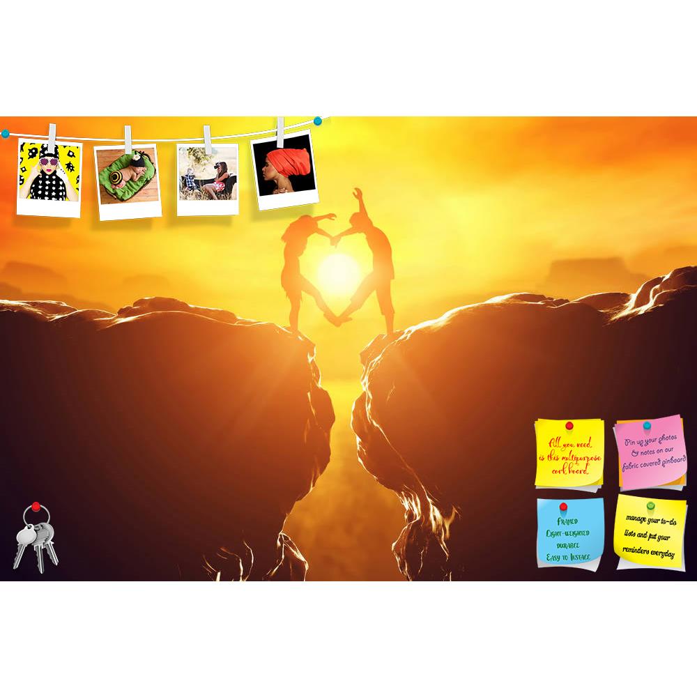 ArtzFolio Love Unique Artwork Printed Bulletin Board Notice Pin Board Soft Board | Frameless-Bulletin Boards Frameless-AZSAO33643758BLB_FL_L-Image Code 5003990 Vishnu Image Folio Pvt Ltd, IC 5003990, ArtzFolio, Bulletin Boards Frameless, Conceptual, Photography, love, unique, artwork, printed, bulletin, board, notice, pin, soft, frameless, happy, couple, making, heart, shape, precipice, between, two, rocky, mountains, sunset, concept, mountain, peak, joy, high, silhouette, top, rock, active, cliff, emotion,