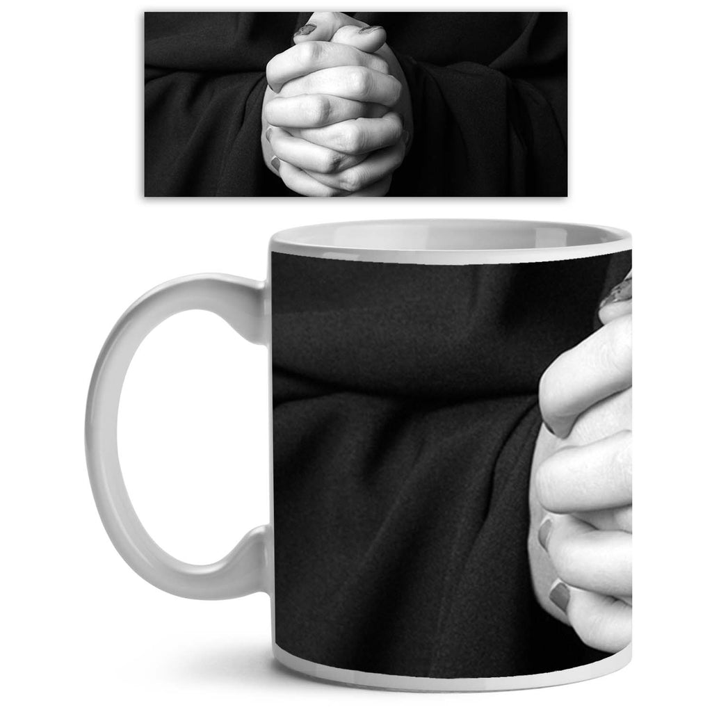 Womans Hands Clasped In Prayer Ceramic Coffee Tea Mug Inside White-Coffee Mugs-MUG-IC 5004017 IC 5004017, Adult, Asian, Black, Black and White, Christianity, Dance, Jesus, Music and Dance, Religion, Religious, Signs and Symbols, Spiritual, Symbols, White, womans, hands, clasped, in, prayer, ceramic, coffee, tea, mug, inside, begging, belief, believe, caucasian, christian, church, clasp, confession, dark, devotion, divine, faith, faithful, female, fingers, forgiveness, funeral, god, gospel, grace, guidance, 