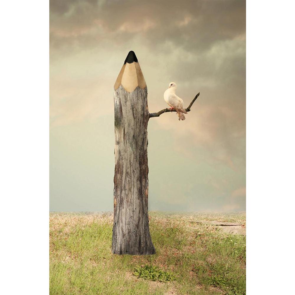 ArtzFolio Pencil Like A Tree With A Dove Under A Branch Unframed Paper Poster-Paper Posters Unframed-AZART34027334POS_UN_L-Image Code 5004025 Vishnu Image Folio Pvt Ltd, IC 5004025, ArtzFolio, Paper Posters Unframed, Birds, Conceptual, Kids, Digital Art, pencil, like, a, tree, with, dove, under, branch, unframed, paper, poster, wall, large, size, for, living, room, home, decoration, big, framed, decor, posters, pitaara, box, modern, art, frame, bedroom, amazonbasics, door, drawing, small, decorative, office