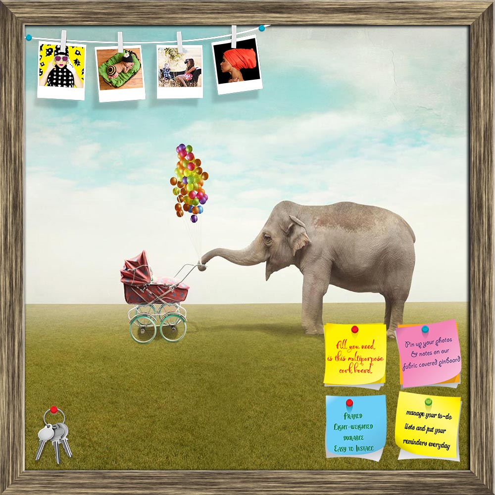 ArtzFolio Elephant Leading Walking Her Child In A Wheelchair Printed Bulletin Board Notice Pin Board Soft Board | Framed-Bulletin Boards Framed-AZSAO34190801BLB_FR_L-Image Code 5004046 Vishnu Image Folio Pvt Ltd, IC 5004046, ArtzFolio, Bulletin Boards Framed, Animals, Conceptual, Kids, Digital Art, elephant, leading, walking, her, child, in, a, wheelchair, printed, bulletin, board, notice, pin, soft, framed, funny, beautiful, baby, weelchair, balloon, grass, field, sky, cloud, happy, joy, illustrative, colo