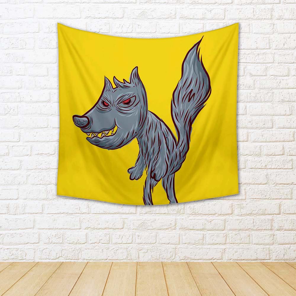 ArtzFolio Bad Wolf Fabric Tapestry Wall Hanging-Tapestries-AZART34364789TAP_L-Image Code 5004065 Vishnu Image Folio Pvt Ltd, IC 5004065, ArtzFolio, Tapestries, Kids, Digital Art, bad, wolf, fabric, tapestry, wall, hanging, vector, tattoo, fur, head, attack, isolated, etching, print, power, beast, pupils, line, symbol, silkscreen, curve, element, drawing, black, teeth, abstract, hunter, eyes, cute, illustration, artwork, realistic, dangerous, face, design, sketch, hair, art, artistic, back, zoo, wild, nature