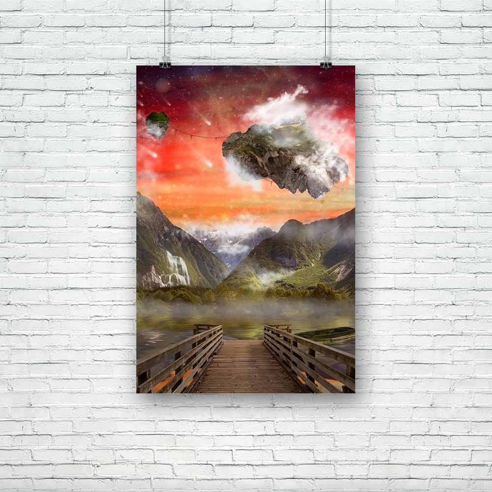 Fantasy Land Unframed Paper Poster-Paper Posters Unframed-POS_UN-IC 5004124 IC 5004124, Art and Paintings, Astronomy, Boats, Cosmology, Digital, Digital Art, Fantasy, Graphic, Landscapes, Mountains, Nature, Nautical, Scenic, Space, Stars, land, unframed, paper, poster, world, landscape, background, dreamland, art, beautiful, boat, cosmos, deck, dream, environment, forest, gorgeous, lake, lifeless, loneliness, majestic, meditation, moon, mountain, nice, pier, planet, reflection, scene, scenery, sky, tranquil