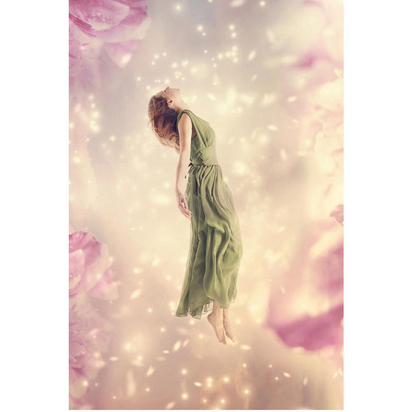 Woman With Flowers Unframed Paper Poster-Paper Posters Unframed-POS_UN-IC 5004141 IC 5004141, Art and Paintings, Botanical, Conceptual, Fantasy, Fashion, Floral, Flowers, Nature, People, Realism, Surrealism, woman, with, unframed, paper, wall, poster, floating, dress, surreal, flying, dreamy, background, art, beautiful, beauty, blonde, color, concept, dream, elegance, fairy, fairytale, female, flower, fly, freedom, girl, glamour, green, heaven, horizontal, light, magic, magical, miracle, nymph, peony, perso