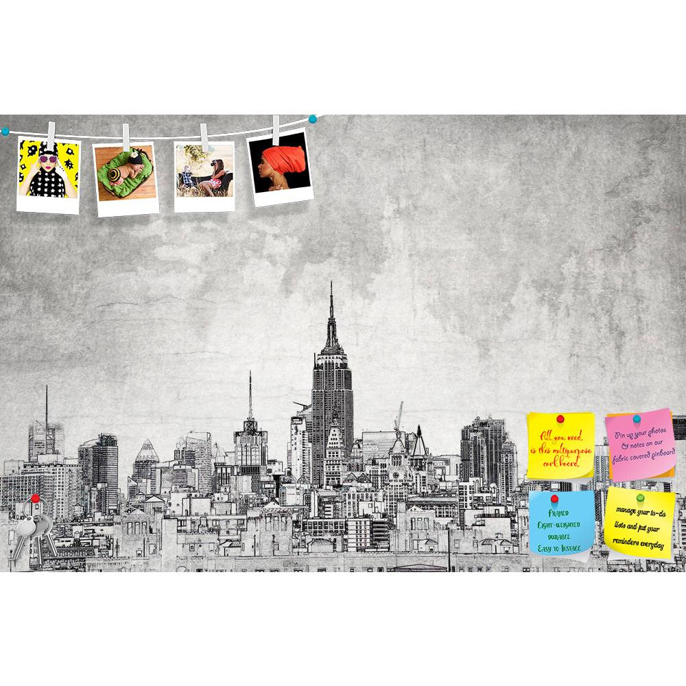 ArtzFolio Skyline Printed Bulletin Board Notice Pin Board Soft Board | Frameless-Bulletin Boards Frameless-AZSAO35477351BLB_FL_L-Image Code 5004147 Vishnu Image Folio Pvt Ltd, IC 5004147, ArtzFolio, Bulletin Boards Frameless, Places, Vintage, Digital Art, skyline, printed, bulletin, board, notice, pin, soft, frameless, new, york, city, draw, line, design, grunge, sky, background, crack, spoiled, wall, skyscraper, landscape, sketch, artistic, effect, america, usa, pin up board, push pin board, extra large co