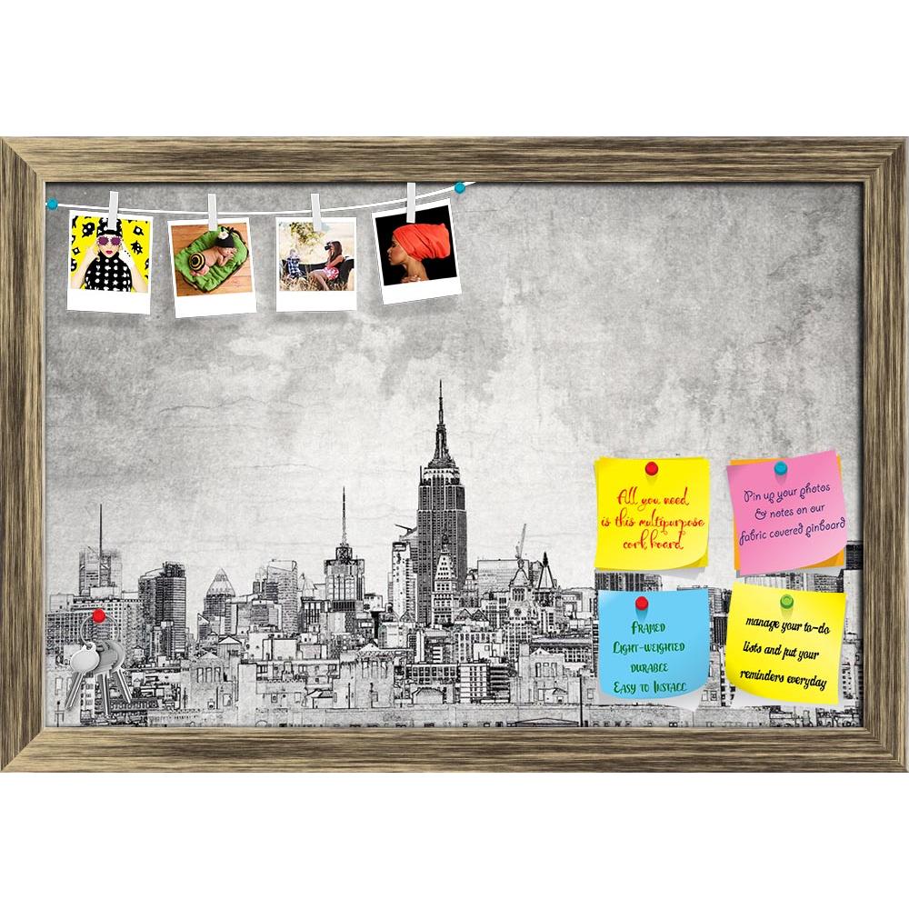 ArtzFolio Skyline Printed Bulletin Board Notice Pin Board Soft Board | Framed-Bulletin Boards Framed-AZSAO35477351BLB_FR_L-Image Code 5004147 Vishnu Image Folio Pvt Ltd, IC 5004147, ArtzFolio, Bulletin Boards Framed, Places, Vintage, Digital Art, skyline, printed, bulletin, board, notice, pin, soft, framed, new, york, city, draw, line, design, grunge, sky, background, crack, spoiled, wall, skyscraper, landscape, sketch, artistic, effect, america, usa, pin up board, push pin board, extra large cork board, bi