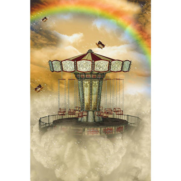 Carousel In The Sky With Rainbow & Butterfly Unframed Paper Poster-Paper Posters Unframed-POS_UN-IC 5004158 IC 5004158, Art and Paintings, Baby, Birds, Children, Digital, Digital Art, Fantasy, Graphic, Kids, Landscapes, Nature, Scenic, Stars, carousel, in, the, sky, with, rainbow, butterfly, unframed, paper, wall, poster, amazing, art, backdrops, background, beautiful, chairs, cloud, clouds, dream, dreams, dreamy, exploration, fae, fairy, fairytale, flying, horse, landscape, lighting, magic, manipulation, m