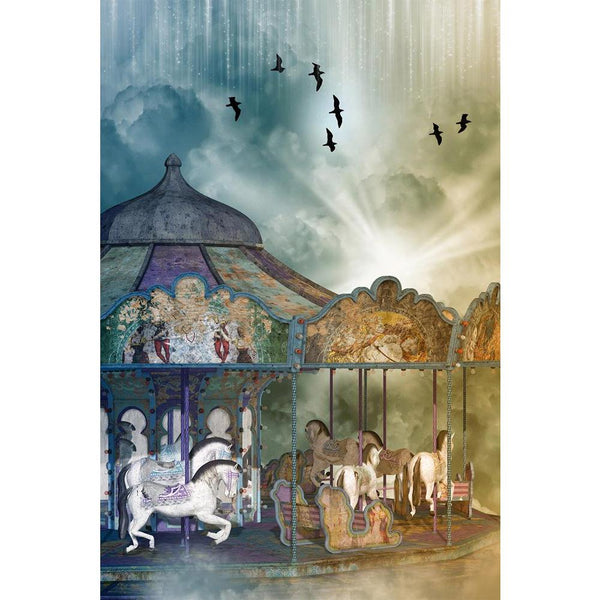 Carousel In The Sky Unframed Paper Poster-Paper Posters Unframed-POS_UN-IC 5004159 IC 5004159, Art and Paintings, Baby, Birds, Children, Digital, Digital Art, Fantasy, Graphic, Kids, Landscapes, Nature, Scenic, Stars, carousel, in, the, sky, unframed, paper, wall, poster, amazing, art, backdrops, background, beautiful, branch, cloud, clouds, dream, dreams, dreamy, exploration, fae, fairy, fairytale, field, horse, landscape, lighting, magic, manipulation, mist, misty, outdoor, park, peaceful, princess, scena