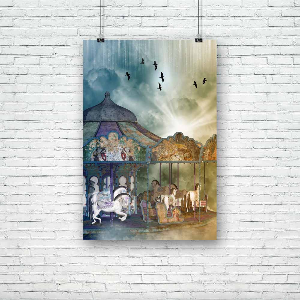 Carousel In The Sky Unframed Paper Poster-Paper Posters Unframed-POS_UN-IC 5004159 IC 5004159, Art and Paintings, Baby, Birds, Children, Digital, Digital Art, Fantasy, Graphic, Kids, Landscapes, Nature, Scenic, Stars, carousel, in, the, sky, unframed, paper, poster, amazing, art, backdrops, background, beautiful, branch, cloud, clouds, dream, dreams, dreamy, exploration, fae, fairy, fairytale, field, horse, landscape, lighting, magic, manipulation, mist, misty, outdoor, park, peaceful, princess, scenario, s