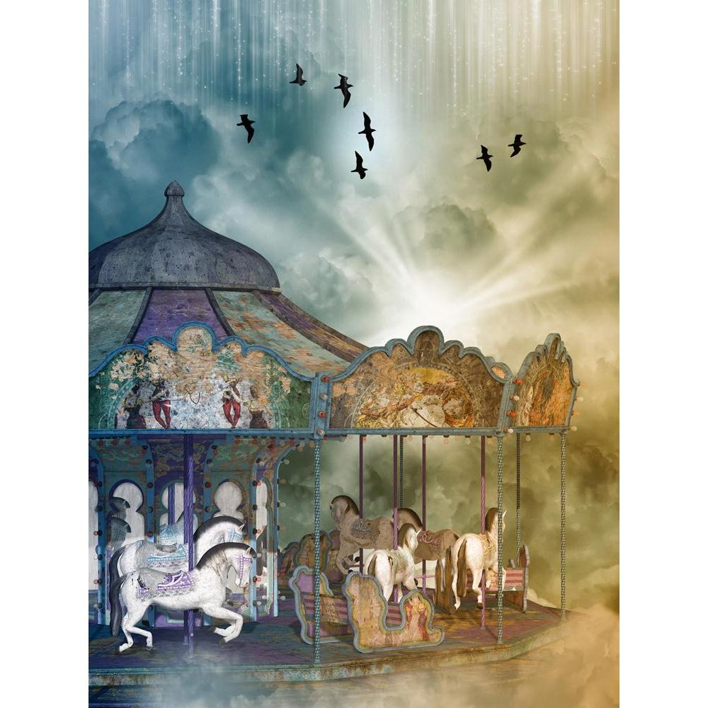 Fantasy Landscape With Carousel In The Sky Canvas Painting Synthetic Frame-Paintings MDF Framing-AFF_FR-IC 5004159 IC 5004159, Art and Paintings, Baby, Birds, Children, Digital, Digital Art, Fantasy, Graphic, Kids, Landscapes, Nature, Scenic, Stars, landscape, with, carousel, in, the, sky, canvas, painting, synthetic, frame, amazing, art, backdrops, background, beautiful, branch, cloud, clouds, dream, dreams, dreamy, exploration, fae, fairy, fairytale, field, horse, lighting, magic, manipulation, mist, mist