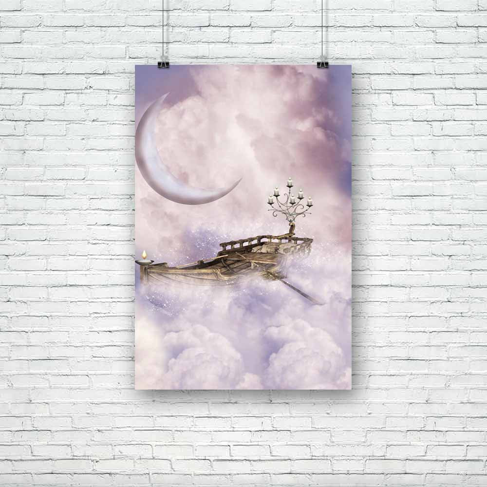 Boat & Candle In The Sky Unframed Paper Poster-Paper Posters Unframed-POS_UN-IC 5004160 IC 5004160, Art and Paintings, Baby, Birds, Boats, Children, Digital, Digital Art, Fantasy, Graphic, Kids, Landscapes, Marble and Stone, Nature, Nautical, Scenic, Stars, boat, candle, in, the, sky, unframed, paper, poster, amazing, art, backdrops, background, beautiful, cloud, clouds, dream, dreams, dreamy, exploration, fae, fairy, fairytale, landscape, lighting, magic, manipulation, mist, misty, moon, outdoor, peaceful,