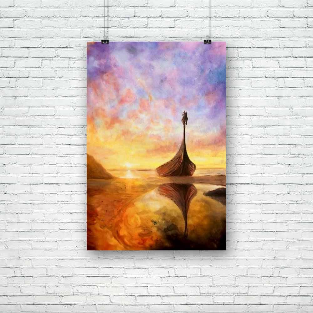 Boat Resting In A Shallow Bay Unframed Paper Poster-Paper Posters Unframed-POS_UN-IC 5004184 IC 5004184, Art and Paintings, Boats, Fantasy, Health, Illustrations, Impressionism, Inspirational, Motivation, Motivational, Nature, Nautical, Paintings, Scenic, Signs, Signs and Symbols, Sunsets, Wooden, boat, resting, in, a, shallow, bay, unframed, paper, poster, alone, art, artist, artwork, background, beach, calm, canvas, clouds, coast, color, colorful, contemplation, creative, creativity, design, dream, evenin