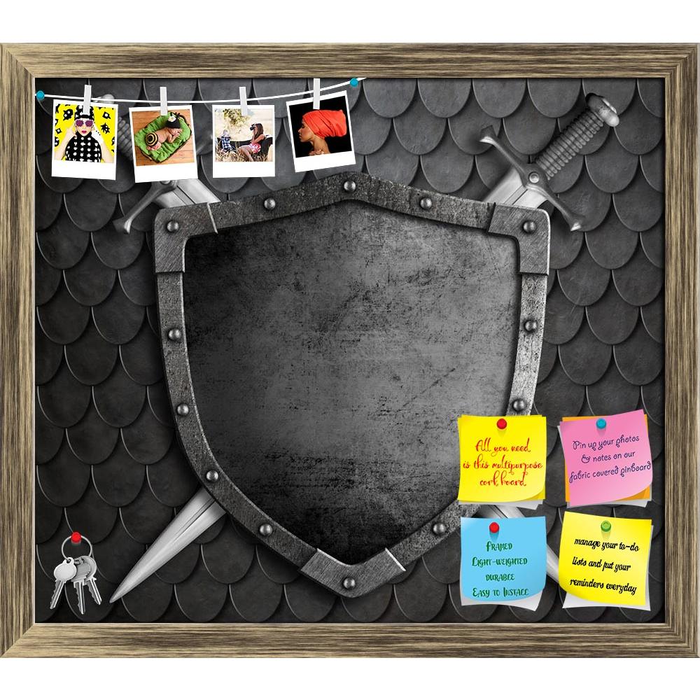 ArtzFolio Medieval Shield Printed Bulletin Board Notice Pin Board Soft Board | Framed-Bulletin Boards Framed-AZSAO35602186BLB_FR_L-Image Code 5004190 Vishnu Image Folio Pvt Ltd, IC 5004190, ArtzFolio, Bulletin Boards Framed, Vintage, Photography, medieval, shield, printed, bulletin, board, notice, pin, soft, framed, two, crossed, swords, scales, armour, background, metal, old, rivets, armoring, metallic, symbol, wall, sheet, decoration, rust, secure, aged, steel, gate, plate, heraldic, layout, iron, sign, t