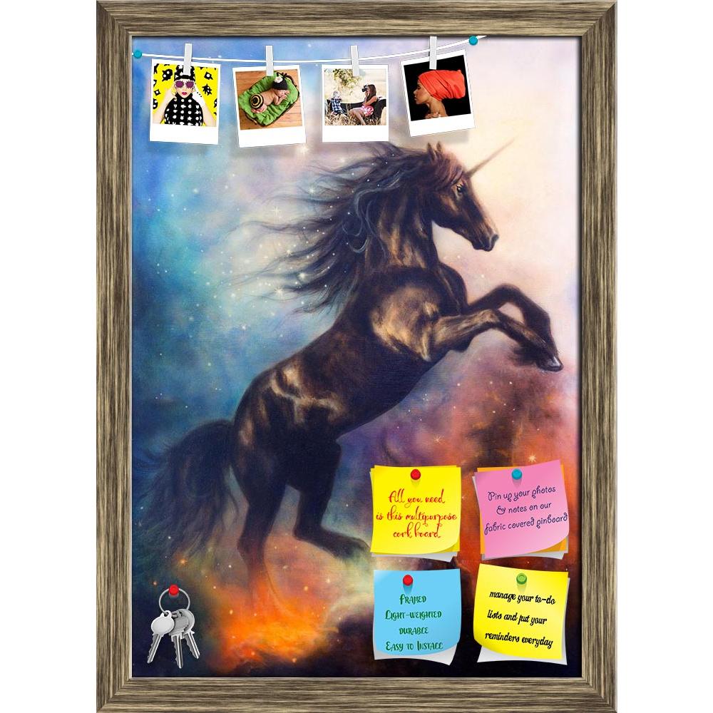 ArtzFolio Black Unicorn Dancing In Space Printed Bulletin Board Notice Pin Board Soft Board | Framed-Bulletin Boards Framed-AZSAO35819495BLB_FR_L-Image Code 5004207 Vishnu Image Folio Pvt Ltd, IC 5004207, ArtzFolio, Bulletin Boards Framed, Animals, Fantasy, Fine Art Reprint, black, unicorn, dancing, in, space, printed, bulletin, board, notice, pin, soft, framed, art, artist, artwork, painting, picture, illustration, color, colorful, multicolored, oil, medium, canvas, airbrush, horse, stallion, horn, noble, 