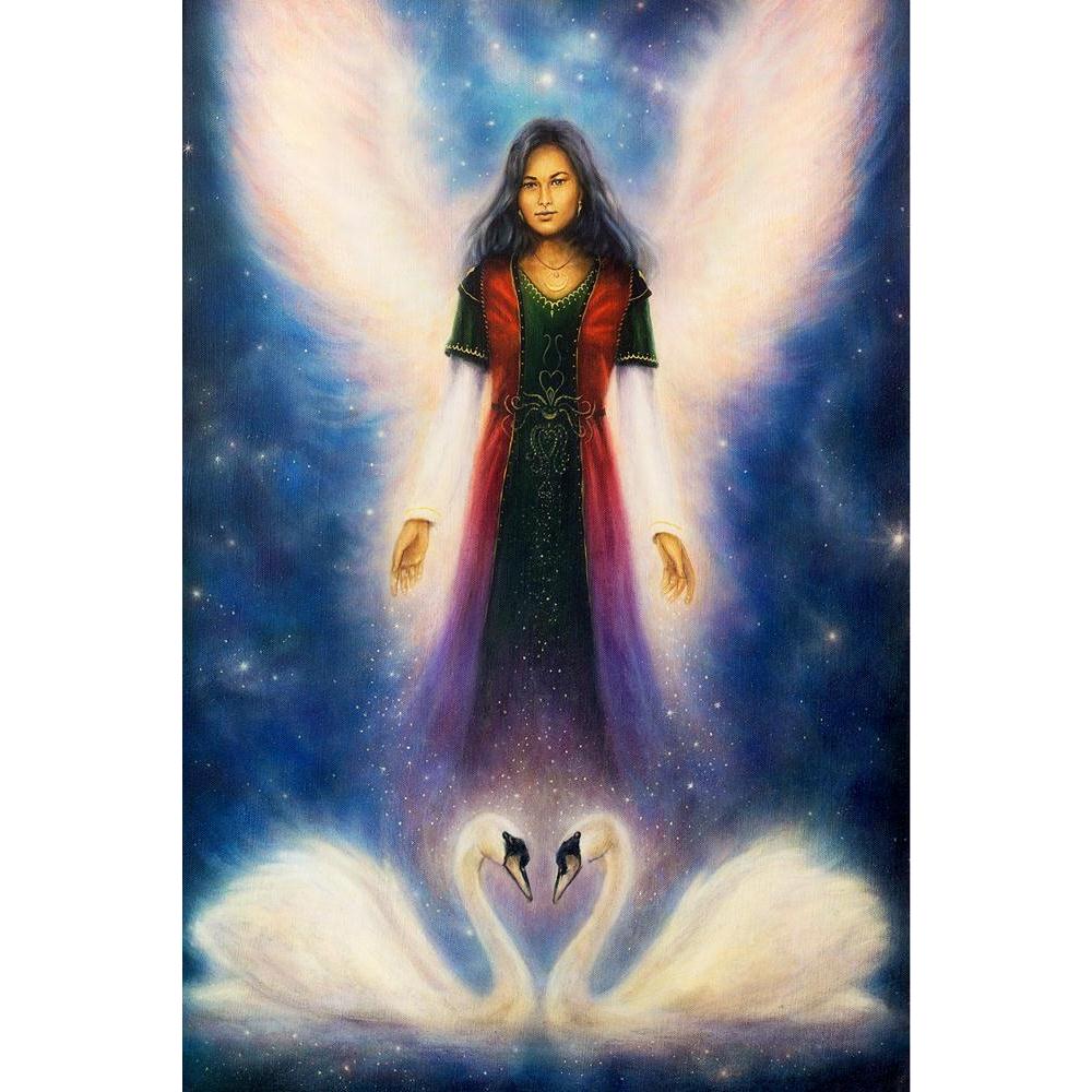 ArtzFolio Angel Woman With Radiant Wings Above A Pair Of Swans Unframed Paper Poster-Paper Posters Unframed-AZART35819498POS_UN_L-Image Code 5004208 Vishnu Image Folio Pvt Ltd, IC 5004208, ArtzFolio, Paper Posters Unframed, Fantasy, Fine Art Reprint, angel, woman, with, radiant, wings, above, a, pair, of, swans, unframed, paper, poster, beautiful, oil, painting, canvas, starlight, space, background, art, artist, artwork, picture, color, colorful, multicolored, medium, lady, girl, maiden, goddess, priestess,