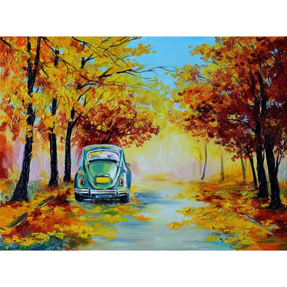 Car In The Colorful Autumn Forest Canvas Painting Synthetic Frame-Paintings MDF Framing-AFF_FR-IC 5004214 IC 5004214, Abstract Expressionism, Abstracts, Art and Paintings, Cars, Drawing, Illustrations, Impressionism, Landscapes, Nature, Paintings, Patterns, Retro, Scenic, Seasons, Semi Abstract, Signs, Signs and Symbols, car, in, the, colorful, autumn, forest, canvas, painting, synthetic, frame, oil, abstract, acrylic, art, artist, artistic, artwork, background, beautiful, bright, brown, brush, clouds, colo