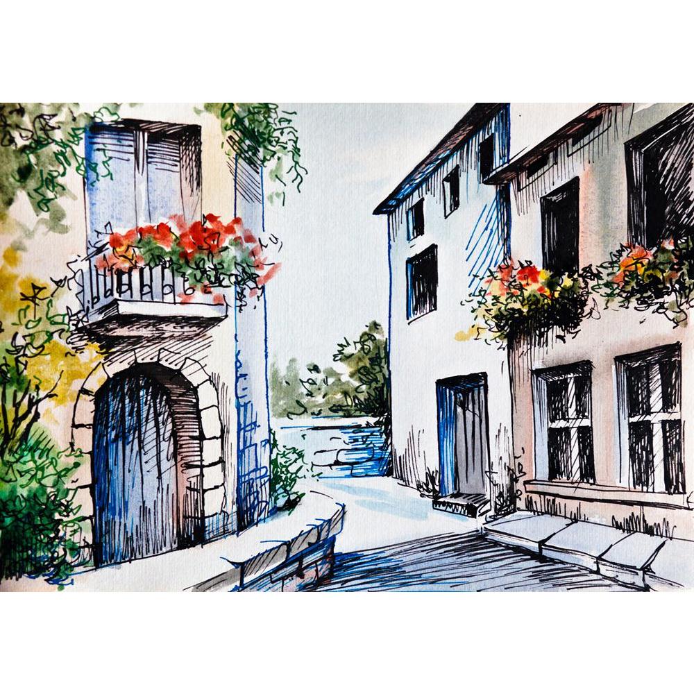 Flowers Along The Street Canvas Painting Synthetic Frame-Paintings MDF Framing-AFF_FR-IC 5004216 IC 5004216, Architecture, Art and Paintings, Books, Botanical, Drawing, Floral, Flowers, French, Illustrations, Impressionism, Landscapes, Nature, Paintings, Scenic, Signs, Signs and Symbols, Watercolour, along, the, street, canvas, painting, synthetic, frame, oil, landscape, watercolor, acrylic, advertising, art, artwork, background, blue, book, bright, card, colorful, creative, design, door, drawn, europe, fra