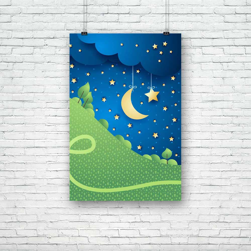 Surreal Landscape With Hill Unframed Paper Poster-Paper Posters Unframed-POS_UN-IC 5004253 IC 5004253, Animated Cartoons, Caricature, Cartoons, Countries, God Ram, Hinduism, Illustrations, Landscapes, Mountains, Nature, Panorama, Rural, Scenic, Surrealism, surreal, landscape, with, hill, unframed, paper, poster, background, bush, cartoon, cloud, cloudscape, country, countryside, dark, field, grass, home, house, illustration, meadow, moon, night, nocturnal, outdoor, plant, road, scene, sky, star, town, tree,
