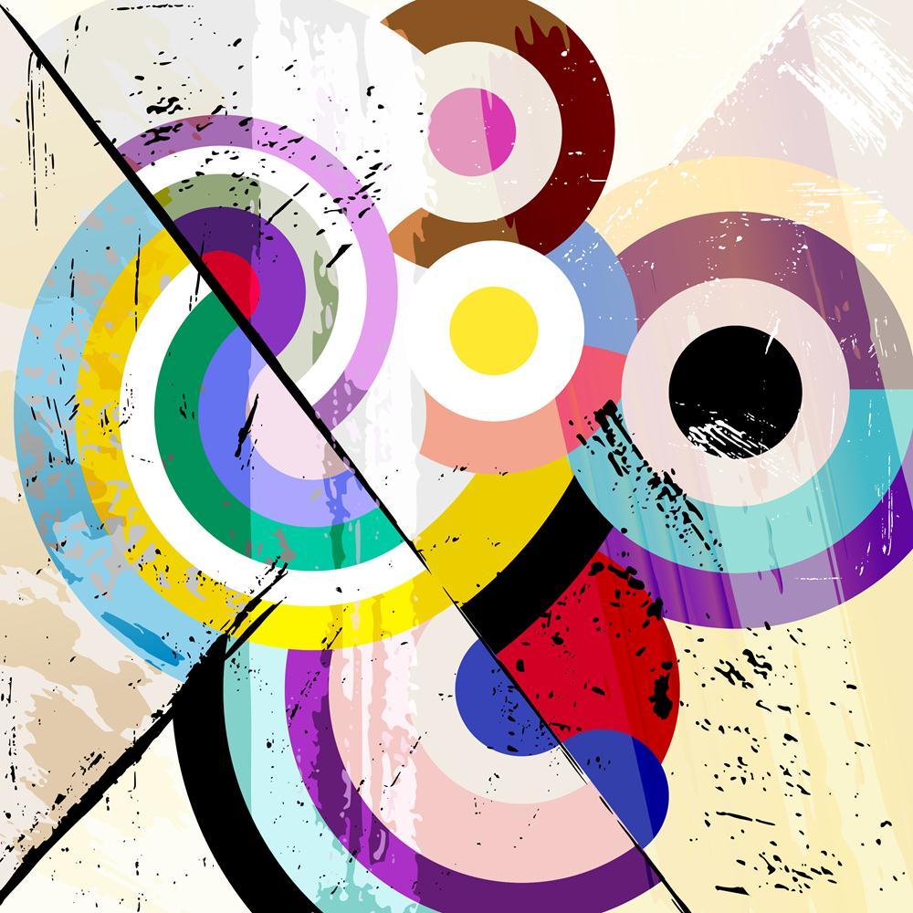 Abstract Vintage Style Circle Canvas Painting Synthetic Frame - Paintings MDF Framing - ArtzFolio.com