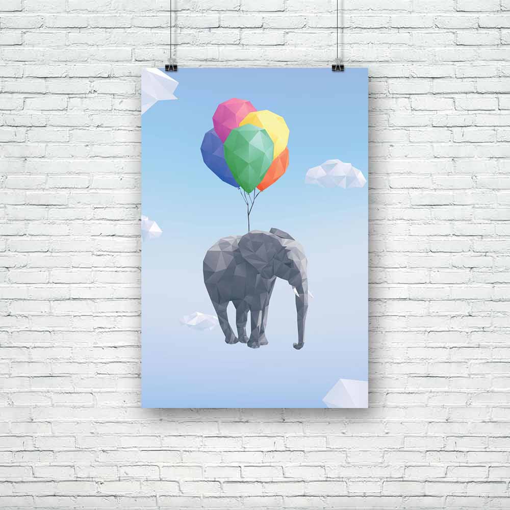 Low Poly Elephant Unframed Paper Poster-Paper Posters Unframed-POS_UN-IC 5004259 IC 5004259, Animals, Automobiles, Digital, Digital Art, Fantasy, Geometric, Geometric Abstraction, Graphic, Surrealism, Transportation, Travel, Triangles, Vehicles, low, poly, elephant, unframed, paper, poster, balloon, balloons, surreal, flying, air, animal, clouds, colorful, concept, dream, freight, levitating, levitation, polygon, polygonal, sky, weight, artzfolio, posters, wall posters, posters for room, posters for room de