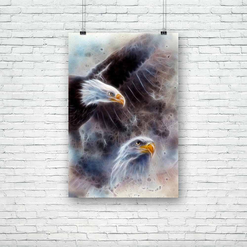 Airbrush Artwork Of Two Eagles Unframed Paper Poster - Paper Posters Unframed - ArtzFolio.com