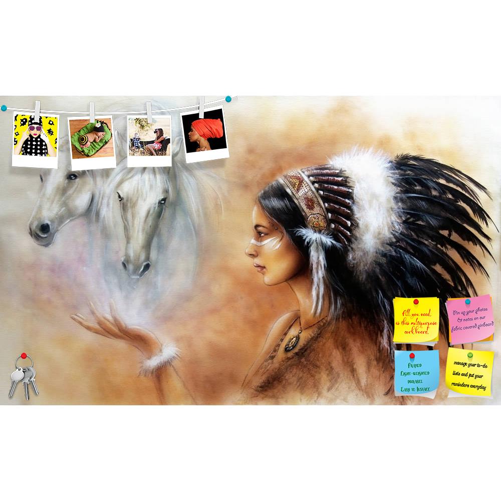 ArtzFolio Woman Wearing Feathers With Two White Horse Spirits Printed Bulletin Board Notice Pin Board Soft Board | Frameless-Bulletin Boards Frameless-AZSAO36550410BLB_FL_L-Image Code 5004281 Vishnu Image Folio Pvt Ltd, IC 5004281, ArtzFolio, Bulletin Boards Frameless, Animals, Fine Art Reprint, woman, wearing, feathers, with, two, white, horse, spirits, printed, bulletin, board, notice, pin, soft, frameless, a, beautiful, airbrush, painting, young, indian, gorgeous, feather, headdress, image, hovering, abo