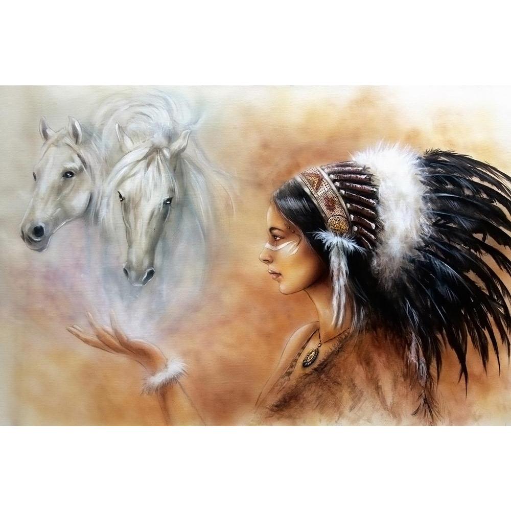 ArtzFolio Woman Wearing Feathers With Two White Horse Spirits Unframed Paper Poster-Paper Posters Unframed-AZART36550410POS_UN_L-Image Code 5004281 Vishnu Image Folio Pvt Ltd, IC 5004281, ArtzFolio, Paper Posters Unframed, Animals, Fine Art Reprint, woman, wearing, feathers, with, two, white, horse, spirits, unframed, paper, poster, wall, large, size, for, living, room, home, decoration, big, framed, decor, posters, pitaara, box, modern, art, frame, bedroom, amazonbasics, door, drawing, small, decorative, o