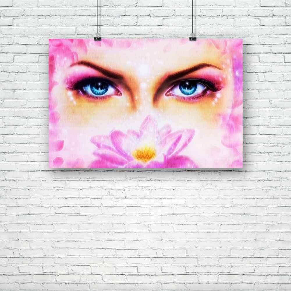 Blue Eyes Women With Lotus Flower Unframed Paper Poster-Paper Posters Unframed-POS_UN-IC 5004282 IC 5004282, Art and Paintings, Botanical, Floral, Flowers, Illustrations, Nature, Paintings, Religion, Religious, Spiritual, blue, eyes, women, with, lotus, flower, unframed, paper, poster, appealing, art, artist, artwork, attractive, beautiful, beauty, canvas, color, colorful, cosmetic, delightful, enchanting, enchantress, expression, eyebrows, close, up, face, fairy, female, feminine, gaze, goddess, harmony, h