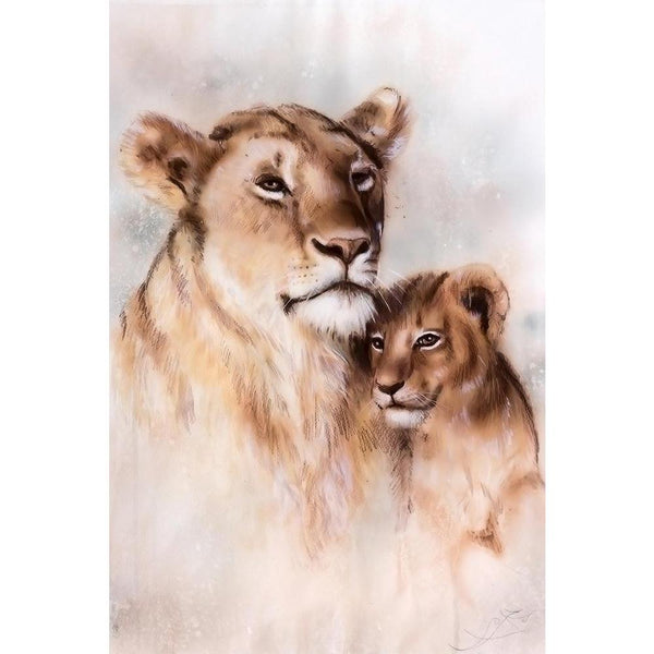 Lion Mother & Her Baby Cub Unframed Paper Poster-Paper Posters Unframed-POS_UN-IC 5004283 IC 5004283, Animals, Art and Paintings, Baby, Black and White, Children, Illustrations, Individuals, Kids, Paintings, Portraits, Sketches, White, Wildlife, lion, mother, her, cub, unframed, paper, wall, poster, airbrush, airbrushing, animal, art, artist, artwork, background, beautiful, blurry, canvas, carnivorous, color, colorful, cute, dedicated, detailed, duo, expression, feline, fur, golden, illustration, isolated, 