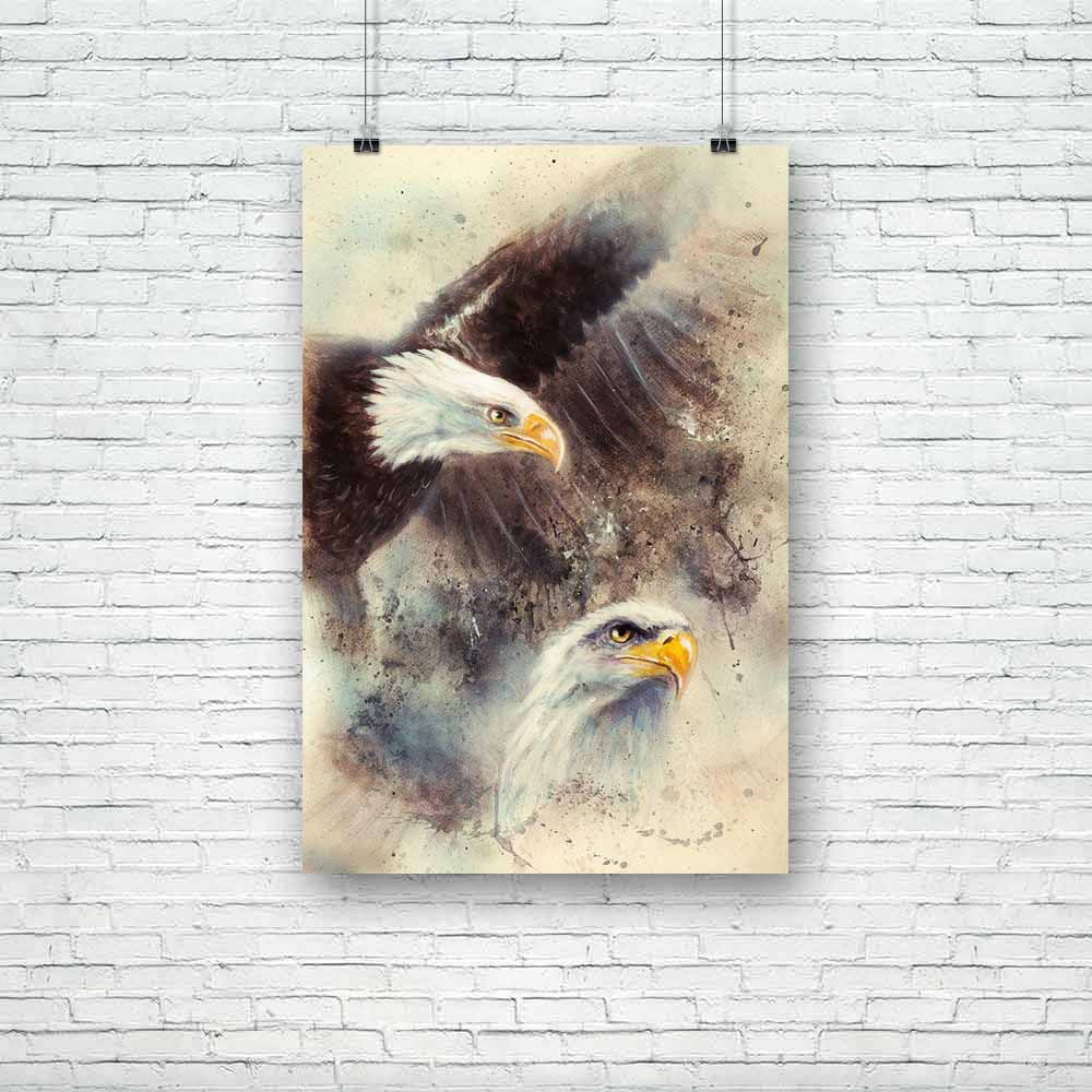 Two Eagles D2 Unframed Paper Poster-Paper Posters Unframed-POS_UN-IC 5004294 IC 5004294, Abstract Expressionism, Abstracts, American, Animals, Art and Paintings, Birds, Black, Black and White, Drawing, Illustrations, Paintings, Semi Abstract, two, eagles, d2, unframed, paper, poster, abstract, airbrush, airbrushing, amazing, animal, art, artist, artwork, beaks, beautiful, beauty, big, blurry, brave, canvas, color, colorful, concentrated, detailed, eagle, fascinating, feathers, flight, freedom, giant, grey, 