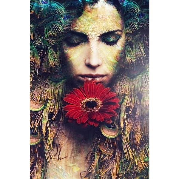 Woman Portrait With Flower Unframed Paper Poster-Paper Posters Unframed-POS_UN-IC 5004312 IC 5004312, Art and Paintings, Botanical, Fantasy, Floral, Flowers, Individuals, Nature, Portraits, Religion, Religious, Signs, Signs and Symbols, woman, portrait, with, flower, unframed, paper, wall, poster, goddess, art, mystic, mystical, mysterious, magical, artistic, beautiful, beauty, blue, color, composite, design, dream, eyes, closed, face, fairy, feathers, female, girl, gold, golden, green, hair, lady, magic, m