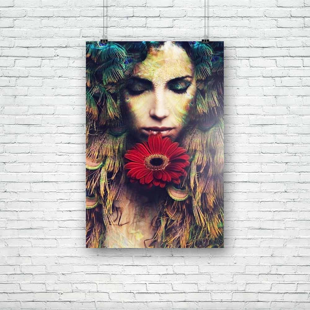 Woman Portrait With Flower Unframed Paper Poster-Paper Posters Unframed-POS_UN-IC 5004312 IC 5004312, Art and Paintings, Botanical, Fantasy, Floral, Flowers, Individuals, Nature, Portraits, Religion, Religious, Signs, Signs and Symbols, woman, portrait, with, flower, unframed, paper, poster, goddess, art, mystic, mystical, mysterious, magical, artistic, beautiful, beauty, blue, color, composite, design, dream, eyes, closed, face, fairy, feathers, female, girl, gold, golden, green, hair, lady, magic, make, u