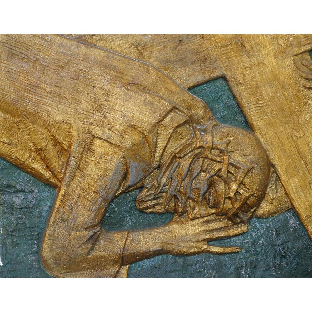 7th Station Of Cross Jesus Falls The Second Time Canvas Painting Synthetic Frame - Paintings MDF Framing - ArtzFolio.com