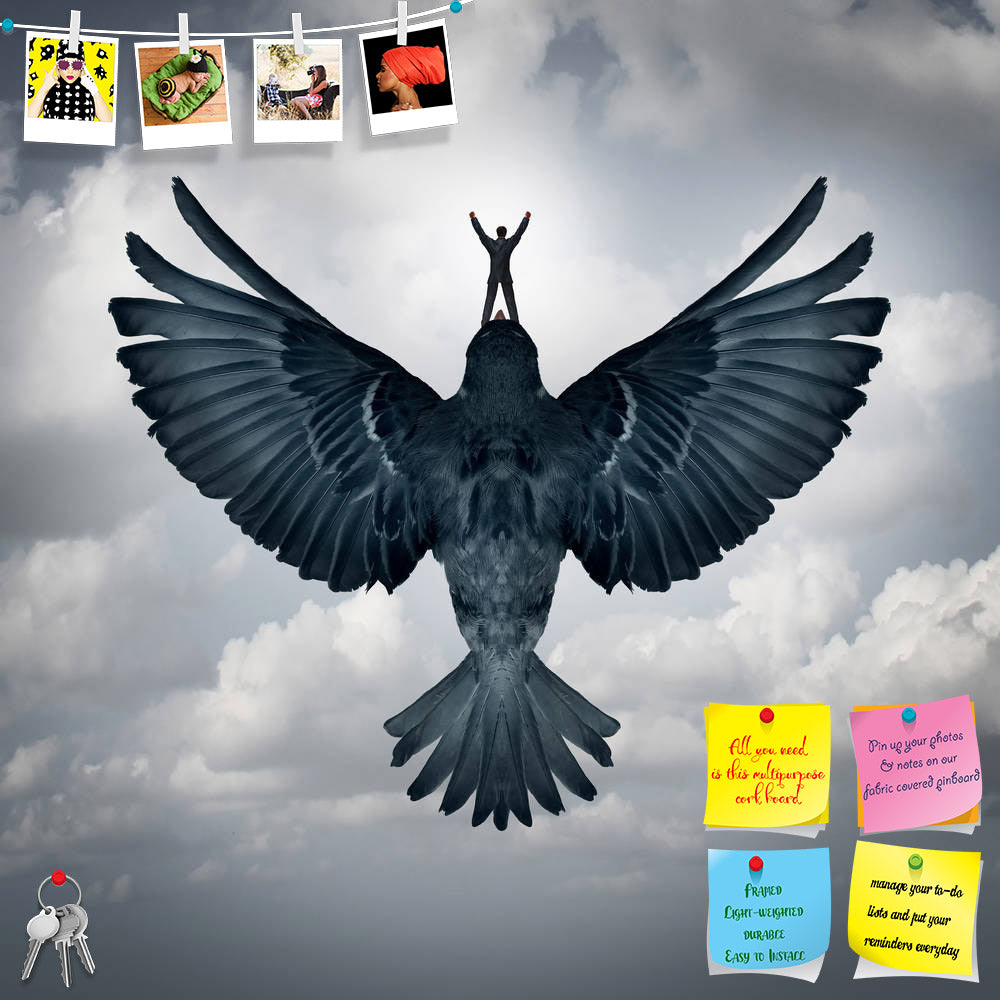 ArtzFolio Man Riding An Open Wing Bird Printed Bulletin Board Notice Pin Board Soft Board | Frameless-Bulletin Boards Frameless-AZSAO37314371BLB_FL_L-Image Code 5004355 Vishnu Image Folio Pvt Ltd, IC 5004355, ArtzFolio, Bulletin Boards Frameless, Conceptual, Digital Art, man, riding, an, open, wing, bird, printed, bulletin, board, notice, pin, soft, frameless, success, freedom, business, concept, as, flying, upward, symbol, reaching, career, goals, leadership, vision, successful, businessman, reach, climbin
